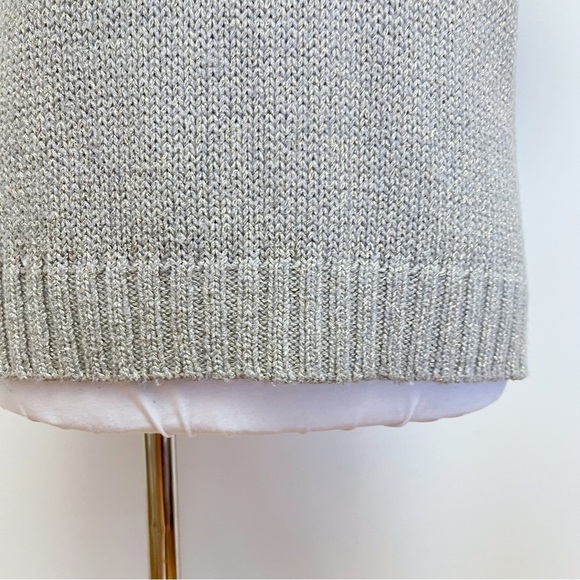Banana Republic Grey Knit Gold Metallic Threaded Short Sleeve Wool Blend Sweater - Picture 4 of 10
